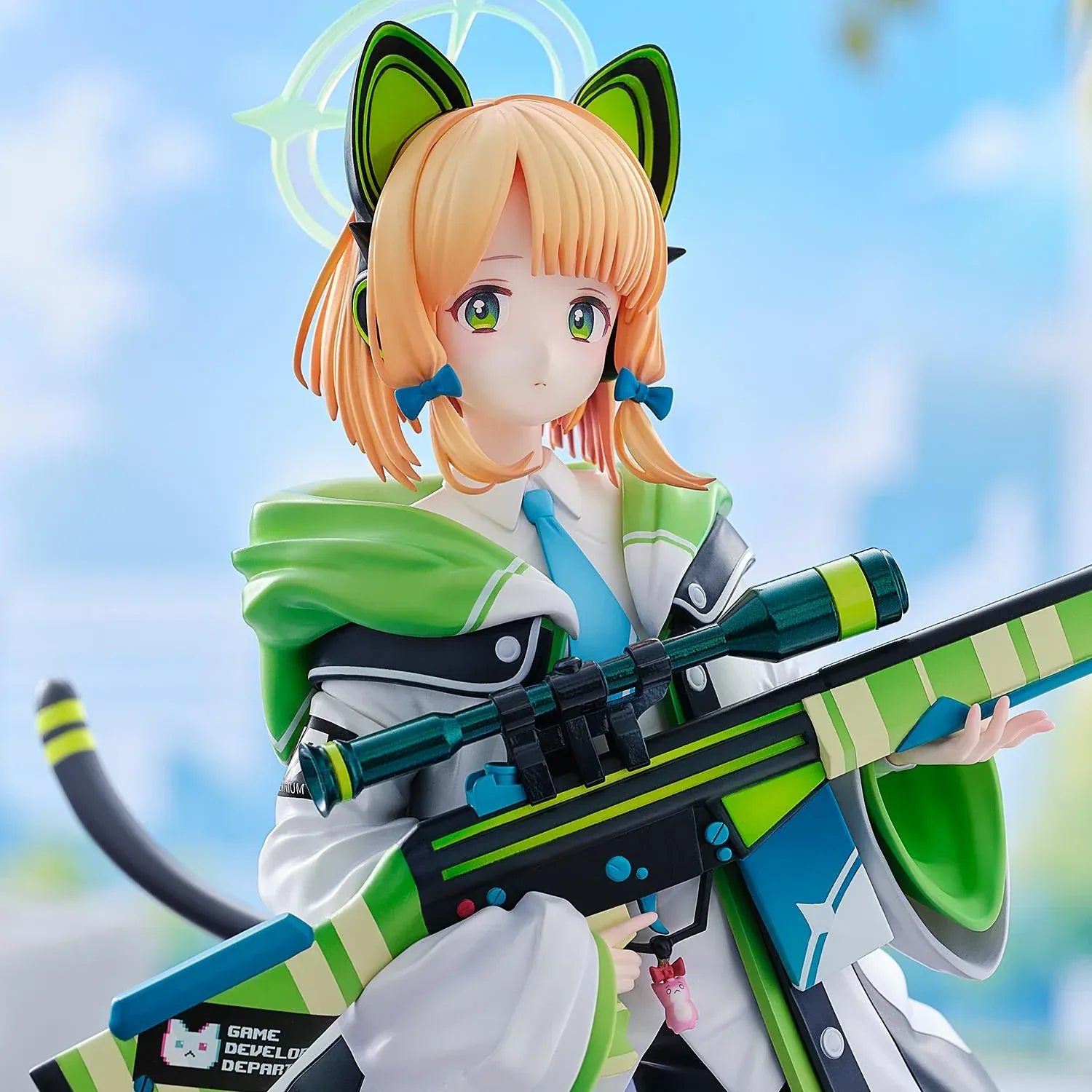 Blue Archive Midori 1/6 scale figure holding green rifle with cat-ear headset