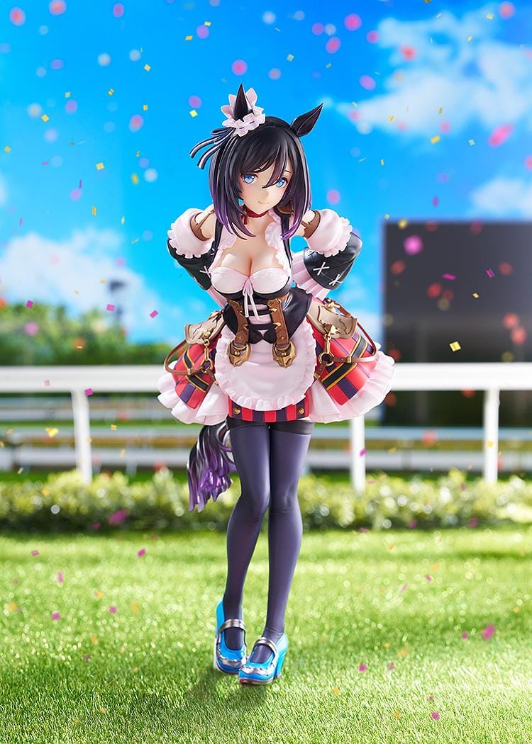 Umamusume Pretty Derby Eishin Flash Victory Pose Ver. 1/7 Scale Figure featuring Eishin Flash in a detailed race-inspired outfit with horse ears and a themed display base.
