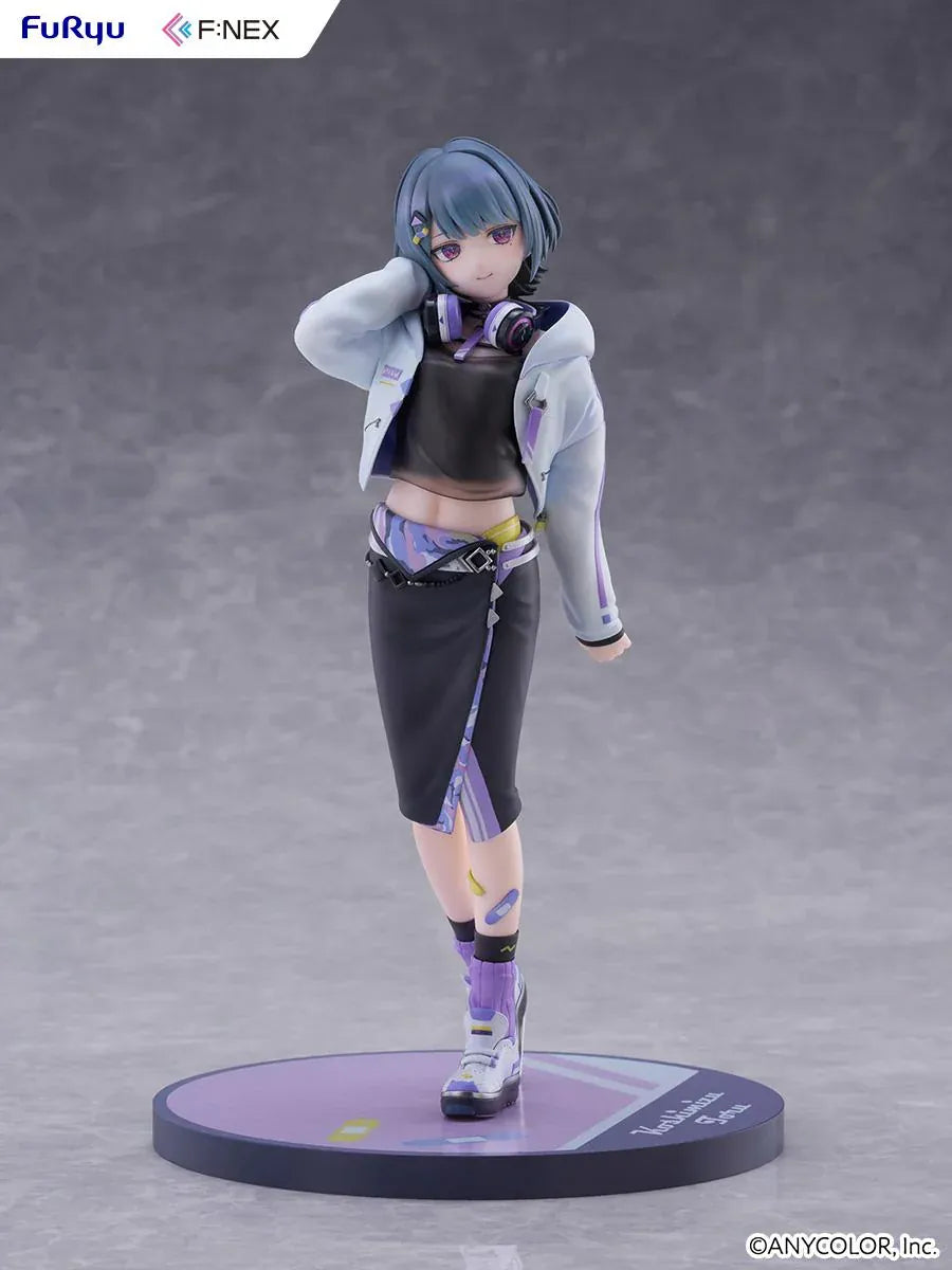 Nijisanji F:NEX Koshimizu Toru 1/7 scale figure wearing headphones and purple accented streetwear