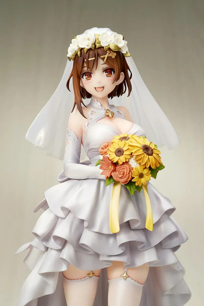 Atelier Ryza 3 Ryza Wedding Style 1/7 scale figure wearing a white bridal dress and veil while holding a colorful flower bouquet