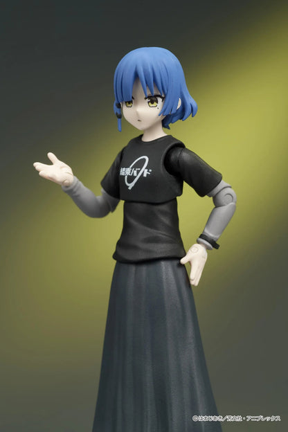 Bocchi the Rock! DIGACTION Ryo Yamada figure playing a cream-colored bass, with blue hair, closed eyes, a black band T-shirt, and long dark skirt.