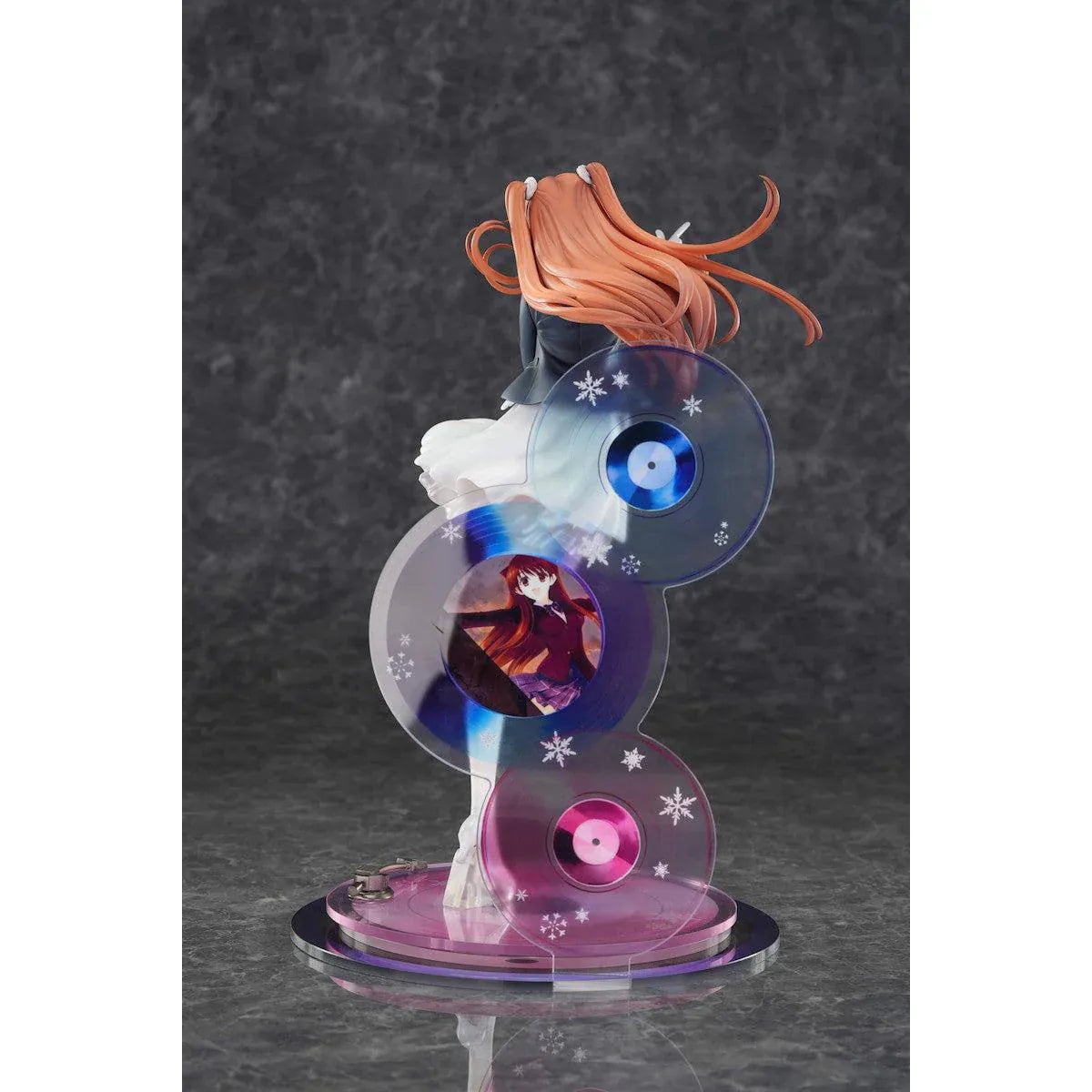 White Album 2 Setsuna Ogiso Reunion 1/6 Scale Figure with white performance outfit, microphone pose, music-disc backdrop, and pink display base