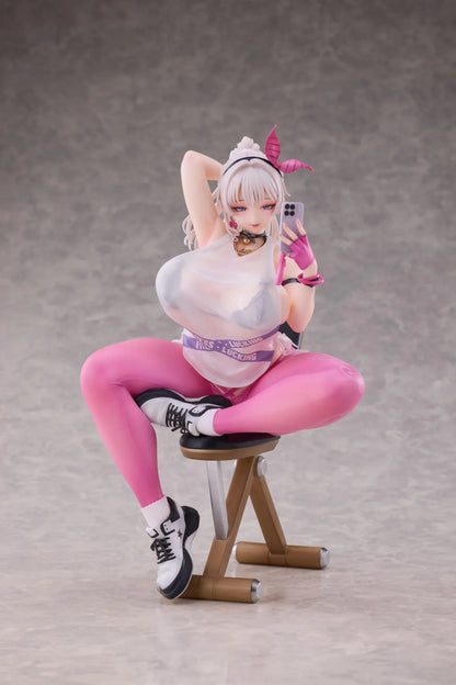 Kyou wa Mune Tore 1/6 scale figure by RST featuring sporty pink outfit, selfie pose, foldable chair, and deluxe bonus items