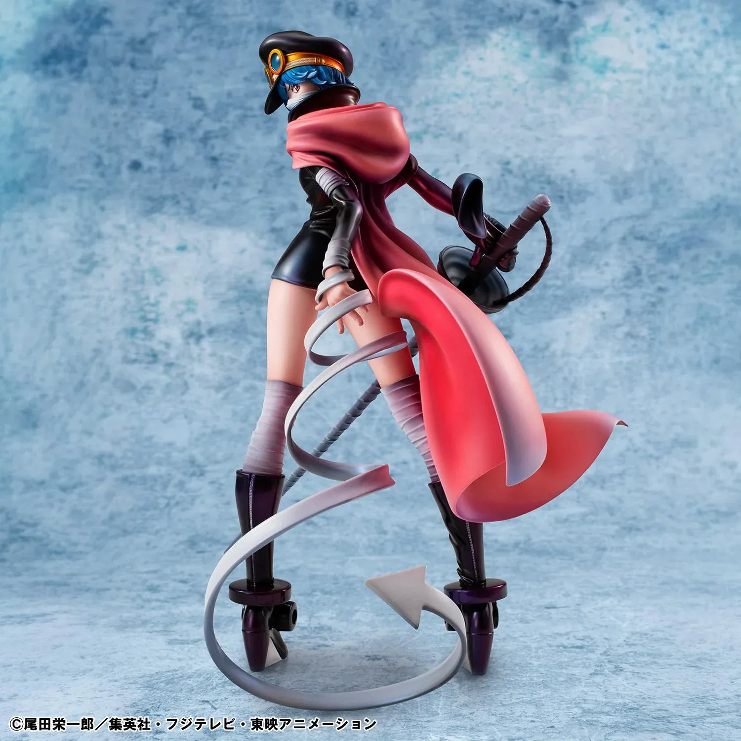 One Piece Portrait Of Pirates Elevated Boost Saint Gunko Figure with black outfit, red cape, goggles, and weapon