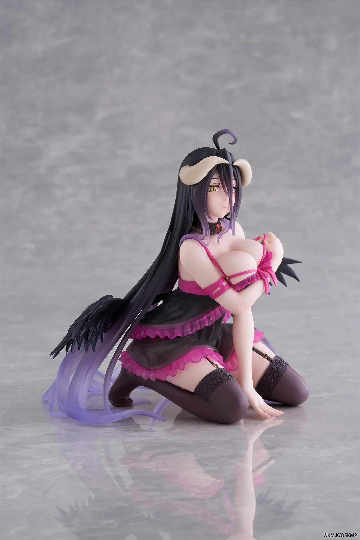 Albedo Negligee Desktop Cute Figure Overlord anime figure with wings and horns seated pose