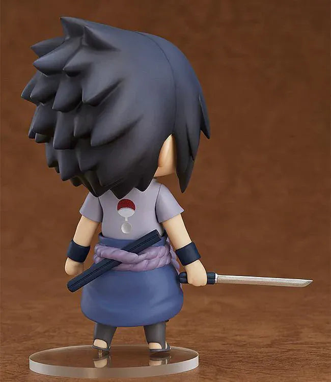 Chibi Nendoroid Sasuke Uchiha holding his sword in his Shippuden outfit.