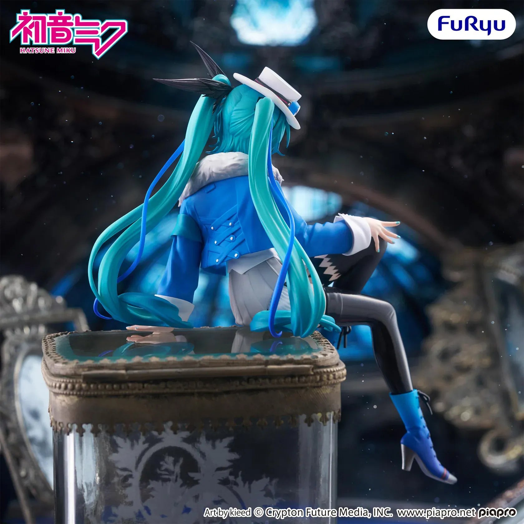 Vocaloid Hatsune Miku MIKU WITH YOU 2025 Version Noodle Stopper Figure in a blue and white outfit