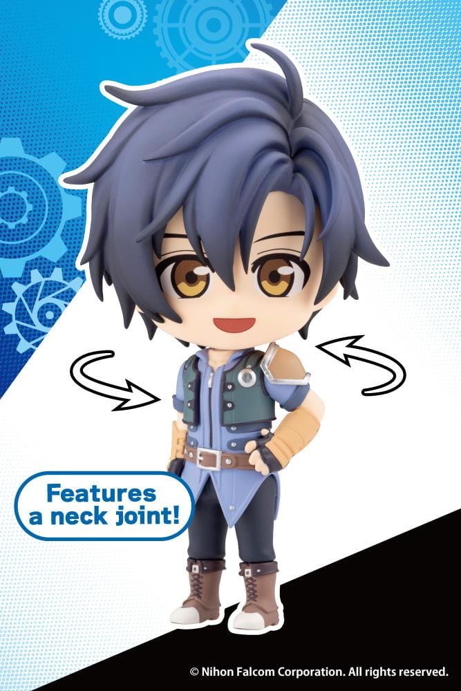 Trails in the Sky Oshi Works Mini Joshua Bright figure with dark blue hair, golden eyes, blue outfit, tan arm guards, and brown boots.