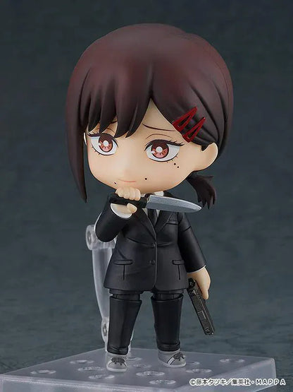 Chainsaw Man Nendoroid No.2014 Kobeni re-run chibi figure in black suit with brown hair and red hairclips
