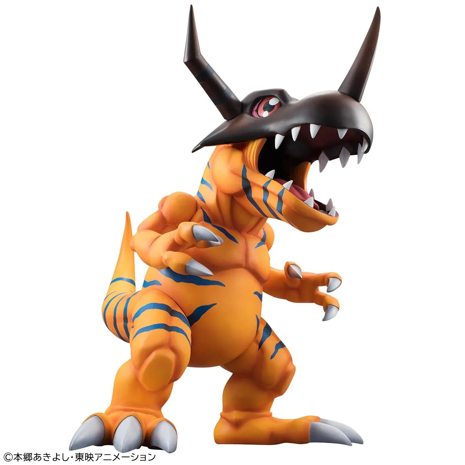 Digimon Adventure Precious G.E.M. Series Greymon and Taichi Yagami Reissue featuring Greymon in a roaring pose with Taichi riding above.