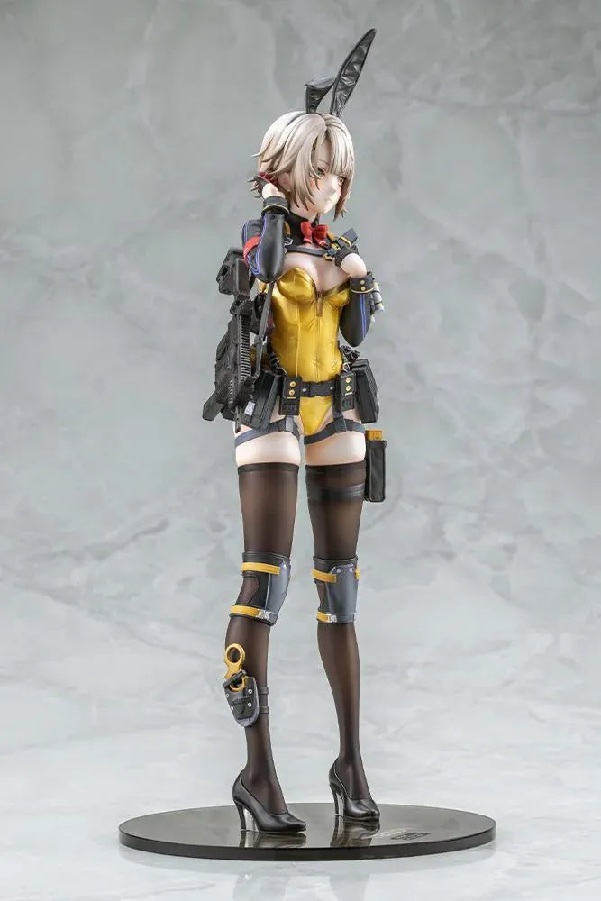 Girls' Frontline 2: Exilium Vector Molotov Bunny Ver. 1/7 scale figure wearing a metallic gold bunny outfit with tactical gear and weaponry.