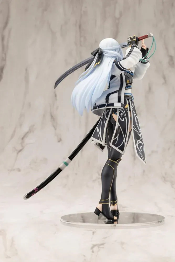 Trails through Daybreak Shizuna Rem Misurugi 1/8 scale figure with flowing pale blue hair, a white jacket, and a sword raised above her head.