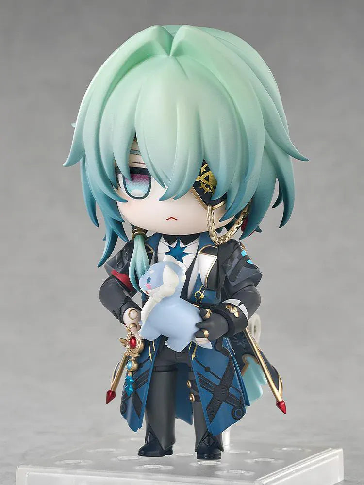 Honkai Star Rail Nendoroid Anaxa Figure featuring Anaxa with mint-green hair, red eyes, ornate outfit details, and translucent blue effect accessory.