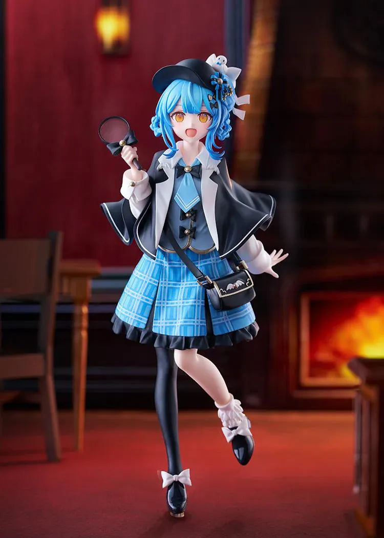Magical Girl Witch Trials POP UP PARADE Sherry Tachibana L Size Figure with blue hair, plaid skirt, black cap, and handheld mirror