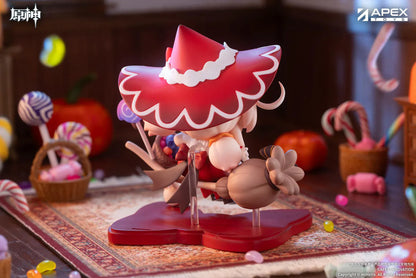 Genshin Impact You Ye Qi Xiang Series Chibi Chara Klee Figure in red witch outfit with broom, candy details, and themed display base