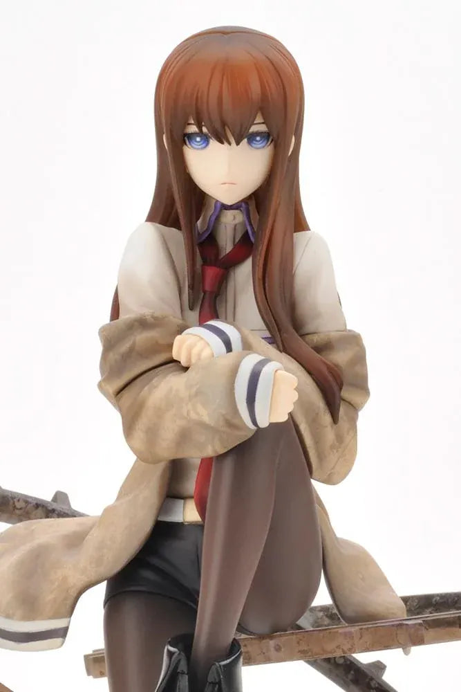 Steins Gate Kurisu Makise 1/8 Scale Figure posed with an intricate mechanical gear display