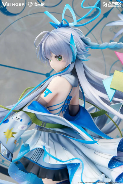 Vsinger Luo Tianyi 12th Anniversary 1/7 scale figure featuring flowing twin tails, layered blue and white dress, and ornate circular backdrop