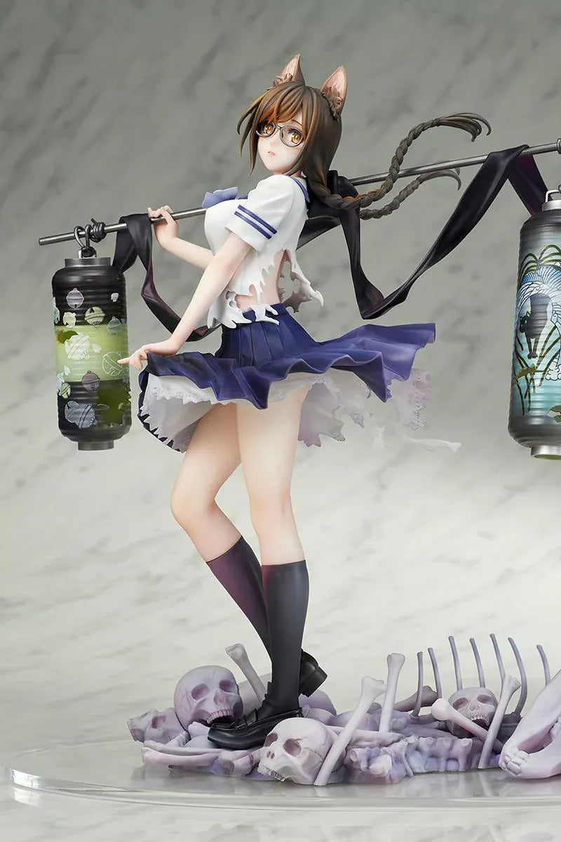 Bakemonogatari Tsubasa Hanekawa 1/7 Scale Figure featuring Tsubasa with cat ears, glasses, flowing hair, lantern display, and supernatural-themed base details.