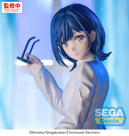 Chitose Is in the Ramune Bottle Yumemirize Yuzuki Nanase Figure seated in a white outfit holding glasses