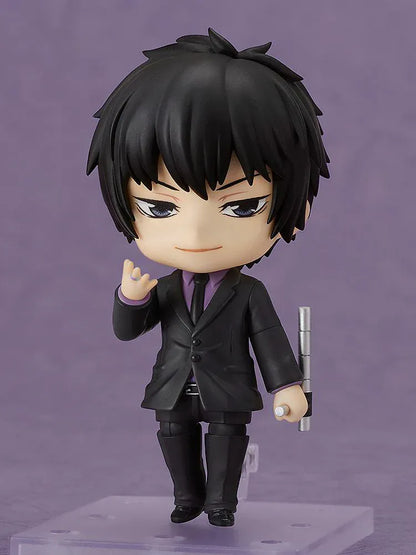 REBORN Nendoroid Kyoya Hibari Ten Years Later Ver figure featuring Hibari in a black suit with crossed arms and serious expression