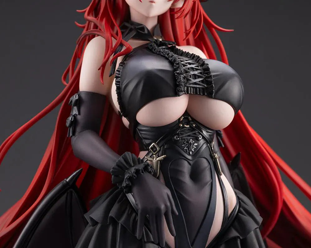 Azur Lane Hindenburg 1/7 Scale Figure with long red hair, dark outfit, horn-like accessories, armor-inspired details, and dramatic standing pose