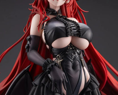 Azur Lane Hindenburg 1/7 Scale Figure with long red hair, dark outfit, horn-like accessories, armor-inspired details, and dramatic standing pose