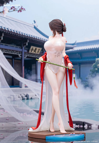 Qing Yun 1/6 scale original illustration figure with flowing white dress and red ribbons