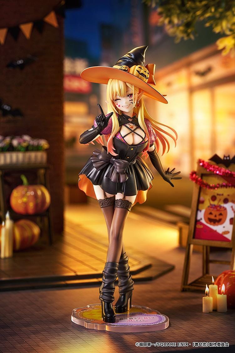 My Dress-Up Darling Marin Kitagawa Halloween Ver 1/7 scale figure featuring Marin in a witch-inspired Halloween outfit with pumpkin accents and themed display base