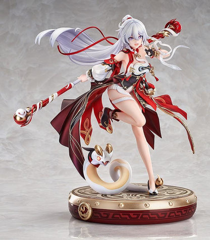 Kiana Ba-Dum Fiery Wishing Star 1/7 scale figure from Honkai Impact 3rd with red outfit, staff weapon, and themed display base