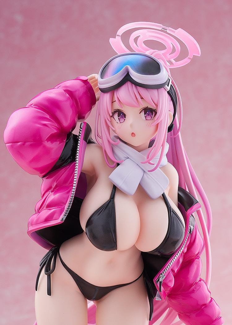 Blue Archive Eimi swimsuit 1/7 scale figure with pink jacket black bikini and long pink hair