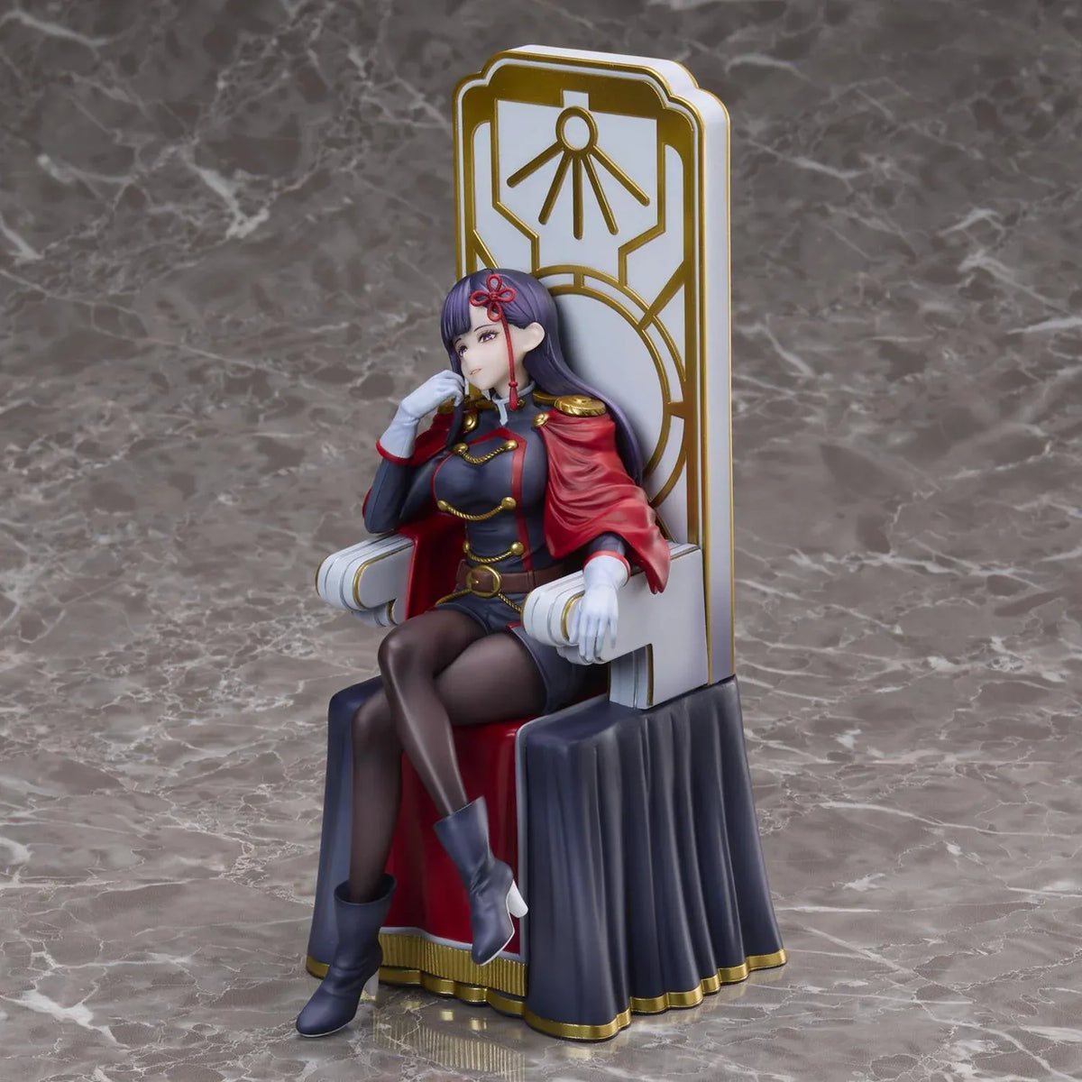 Chained Soldier Ren Yamashiro 1/6 scale figure sitting confidently on an ornate gold and white throne