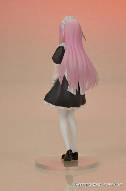 Bocchi the Rock DIGSTA Hitori Gotoh Figure featuring Hitori with long pink hair, blue eyes, maid-style outfit, shy expression, and round display base.
