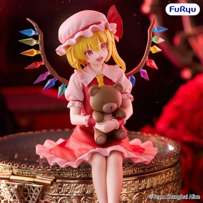 Touhou Project Flandre Scarlet Noodle Stopper figure holding a teddy bear with colorful crystal wings and a seated pose