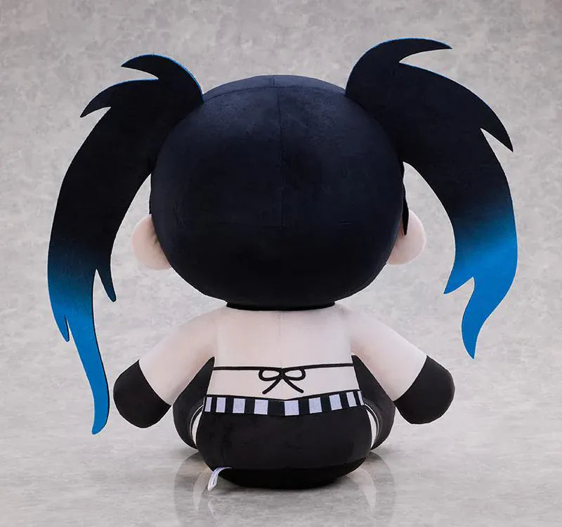 Black Rock Shooter Punipuni Big Plushie featuring a soft chibi-style seated plush design with black twin tails, blue eyes, and dark character-inspired outfit details.