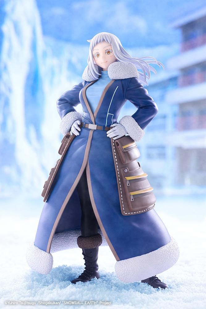 Ao Nogi figure standing with hands on hips on a black base, wearing a long navy coat with white trim and brown utility pockets.