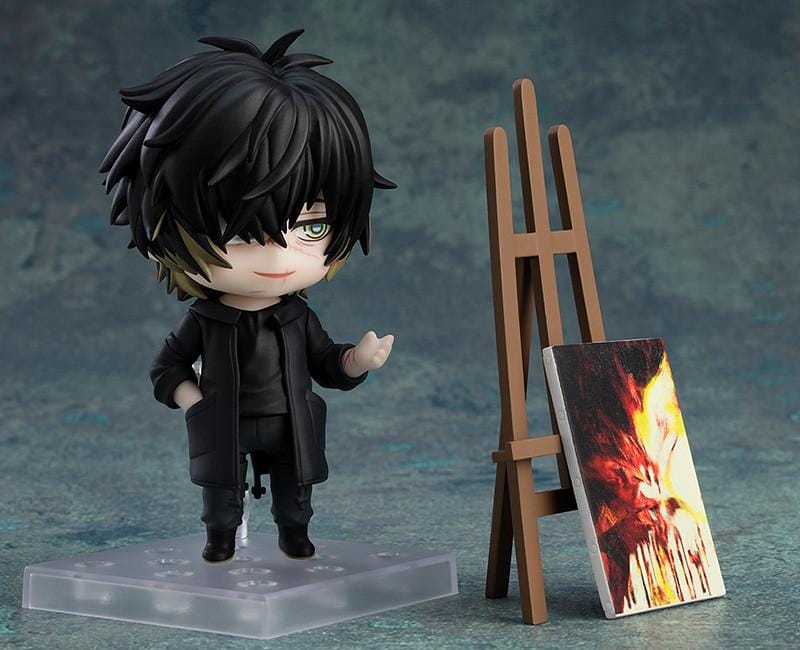 Slow Damage Nendoroid Towa Figure rerelease with black hair, green eye, facial scars, and black outfit