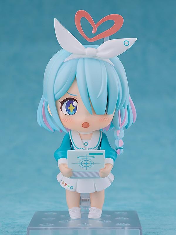 Blue Archive Nendoroid No.2245 Arona re-run chibi figure with pastel blue hair, halo, and sailor outfit holding staff