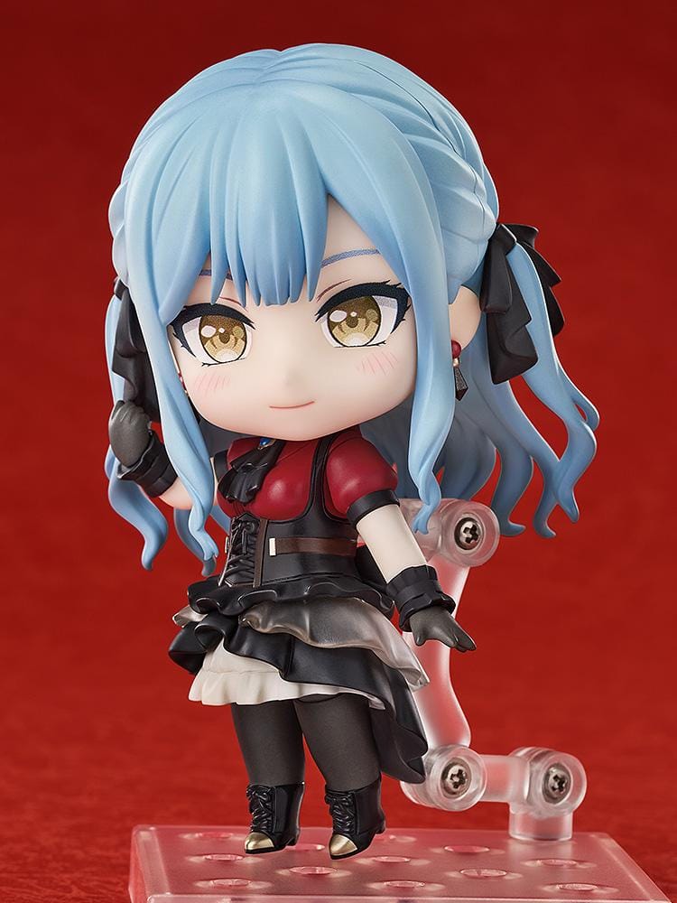 BanG Dream Nendoroid Oblivionis Figure with blue twin-tail hair, black masquerade mask, gothic outfit, and seated pose