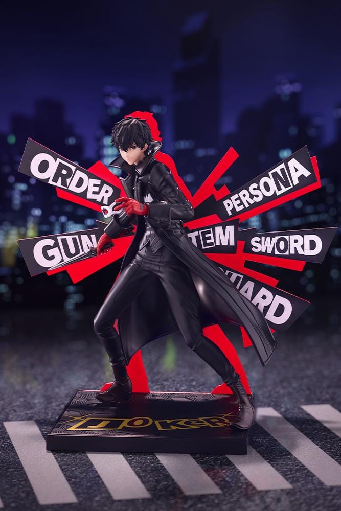 Persona 5 Royal Oshi Works Joker figure featuring Joker in his Phantom Thief outfit holding his signature dagger and mask on a themed display base