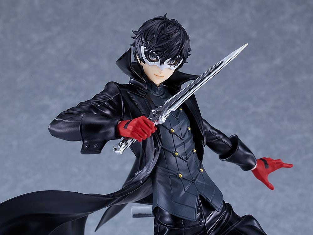 Persona 5 Royal POP UP PARADE L Joker figure in dynamic combat pose with black trench coat and dagger