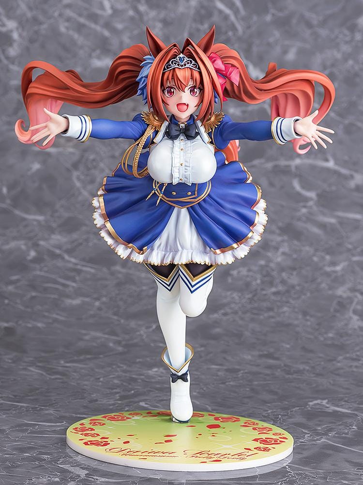 Umamusume Pretty Derby Your Scarlet Tailwind Daiwa Scarlet 1/7 Scale Figure with red twin-tails, horse ears, blue-and-white outfit, and dynamic pose