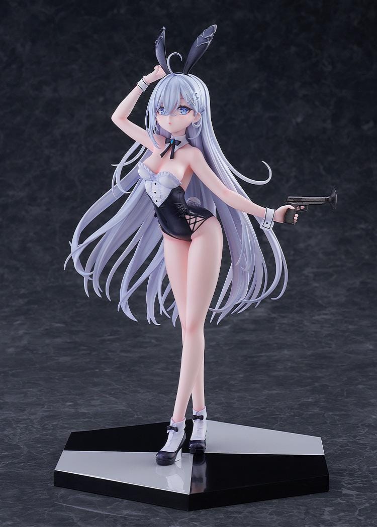 Playing Death Games to Put Food on the Table Yuki 1/7 scale figure with long silver hair and bunny-style outfit on display base