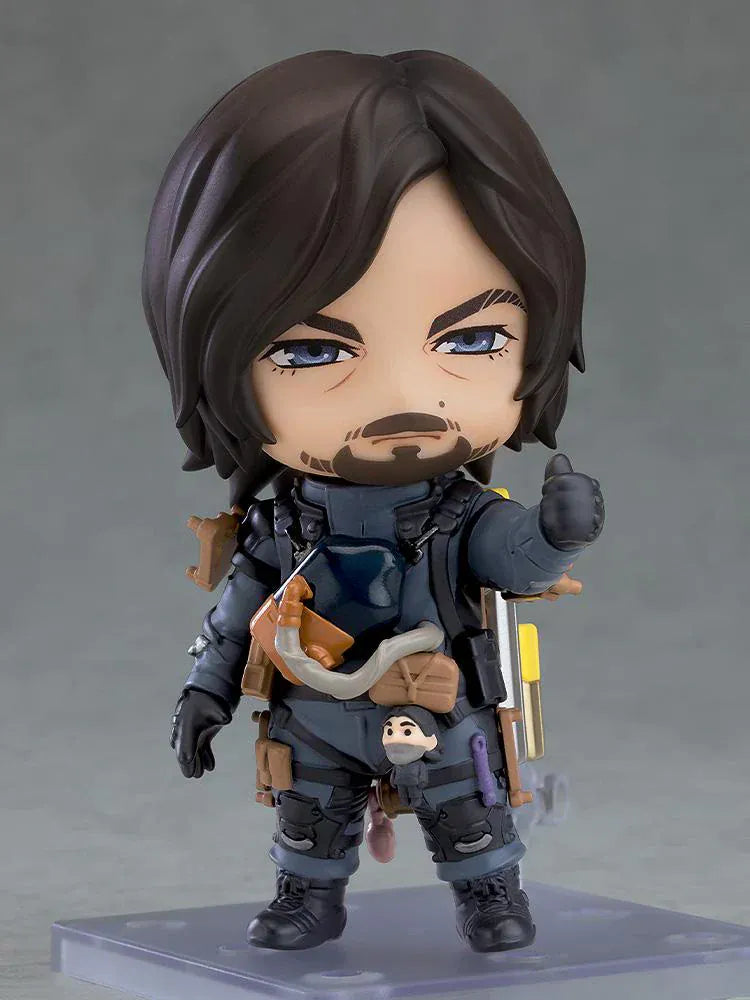 Death Stranding 2 On the Beach Nendoroid No.2835 Sam in Bridges suit holding BB pod and gear accessories