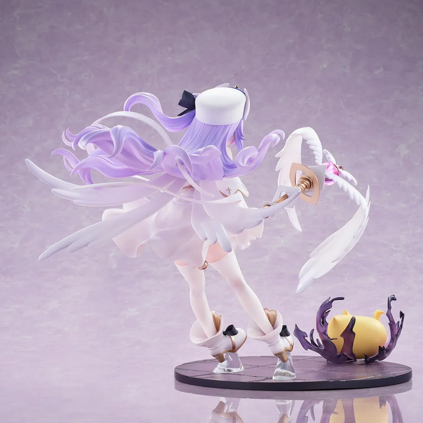 Unicorn White My Angel 1/6 scale figure from Azur Lane with angel wings, white dress, lavender hair, and staff accessory on display base