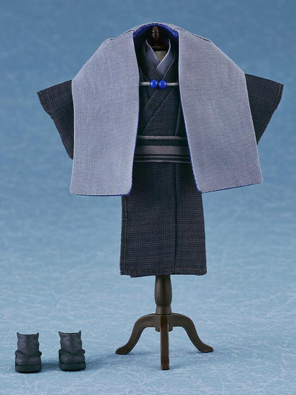 Nendoroid Doll of Yamanbagiri Chougi from Touken Ranbu Online wearing a gray kimono and haori with blue eyes and silver hair, standing in a neutral pose.