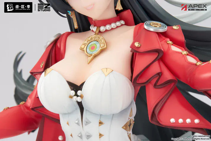 Zenless Zone Zero Astra Yao 1/7 Scale Figure featuring Astra Yao with long black hair, red-and-white performance outfit, microphone staff accessory, and elegant stage-inspired pose.