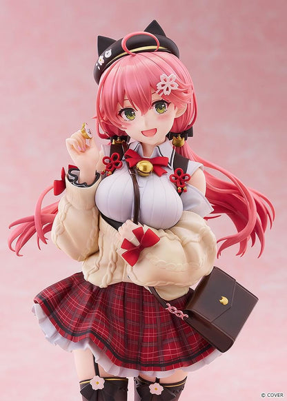 hololive production Sakura Miko Date Style Casual Outfit Ver. 1/7 Scale Figure with pink hair, plaid skirt, jacket, and shoulder bag