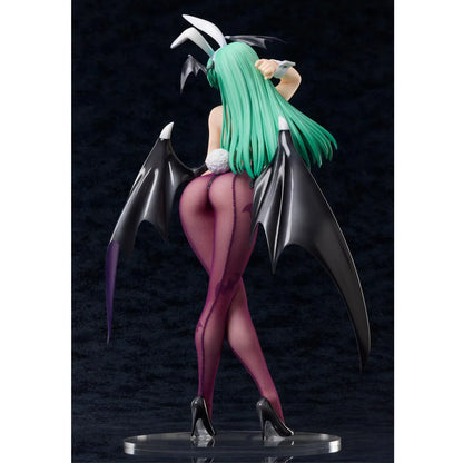Darkstalkers B-Style Morrigan Bunny Ver. 1/4 scale figure with emerald-green hair, black bunny suit, bat wings, bunny ears, and fishnet stockings