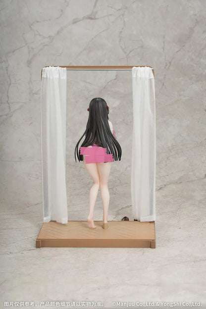 Azur Lane Gift+ Trinidad Trapper in the Changing Room Ver. 1/8 Scale Figure featuring Trinidad with long dark hair, pink outfit details, curtain frame, mirror backdrop, and shoe accessories.