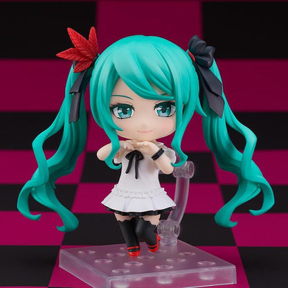 Hatsune Miku Nendoroid Hatsune Miku World Is Mine 2024 Ver. Figure Rerelease featuring Miku with teal twin tails, crown accessory, white outfit, and red and black accents.
